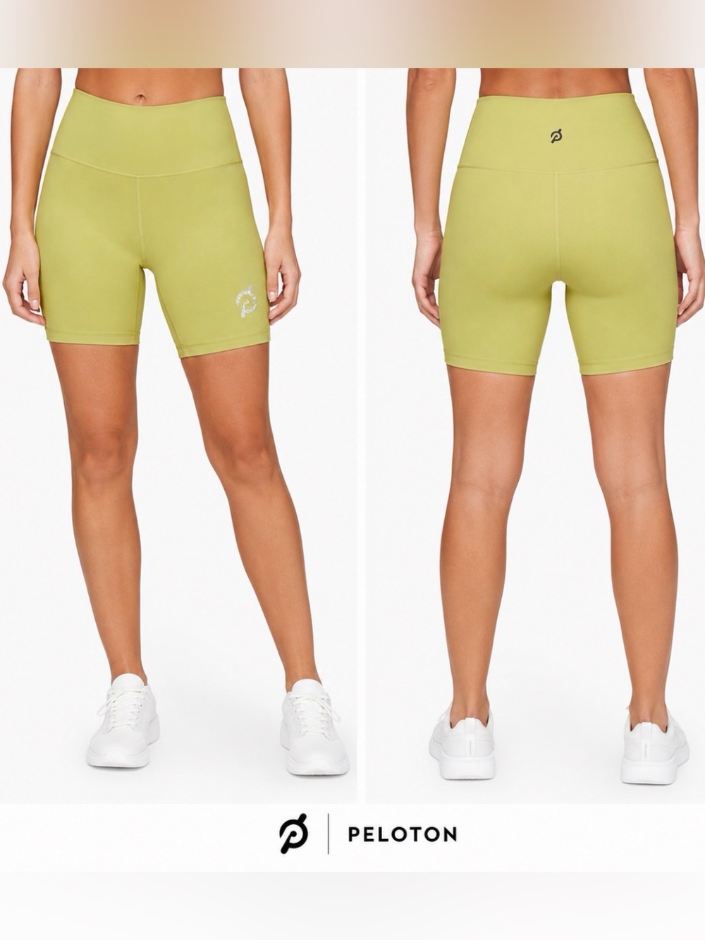 Peloton Cadent High Rise Bike Shorts Yellow Chartreuse 5” Womens S Athletic Gym